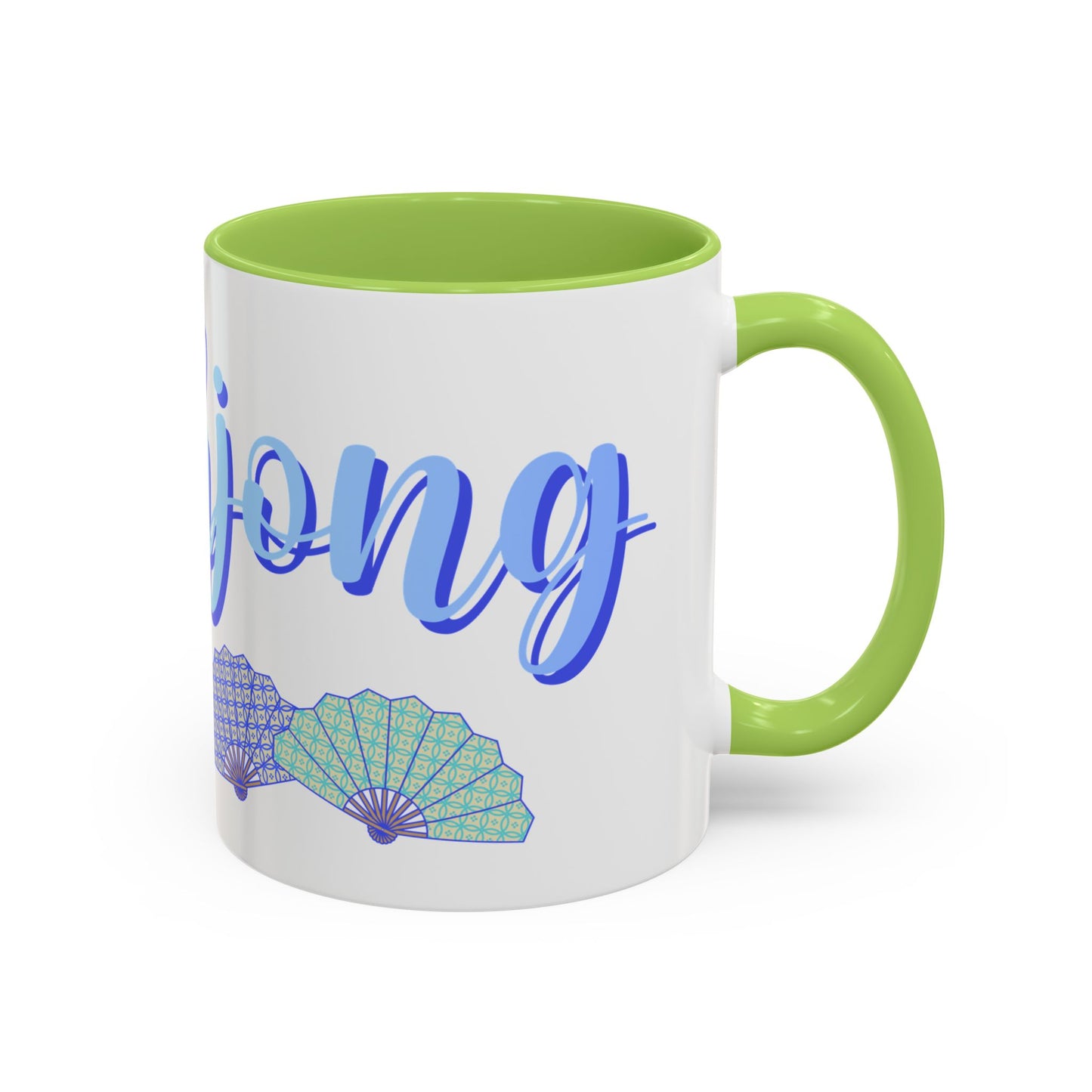 Blue Calligraphy Name Coffee Mug | Seashell Fan Accent Ceramic Mug