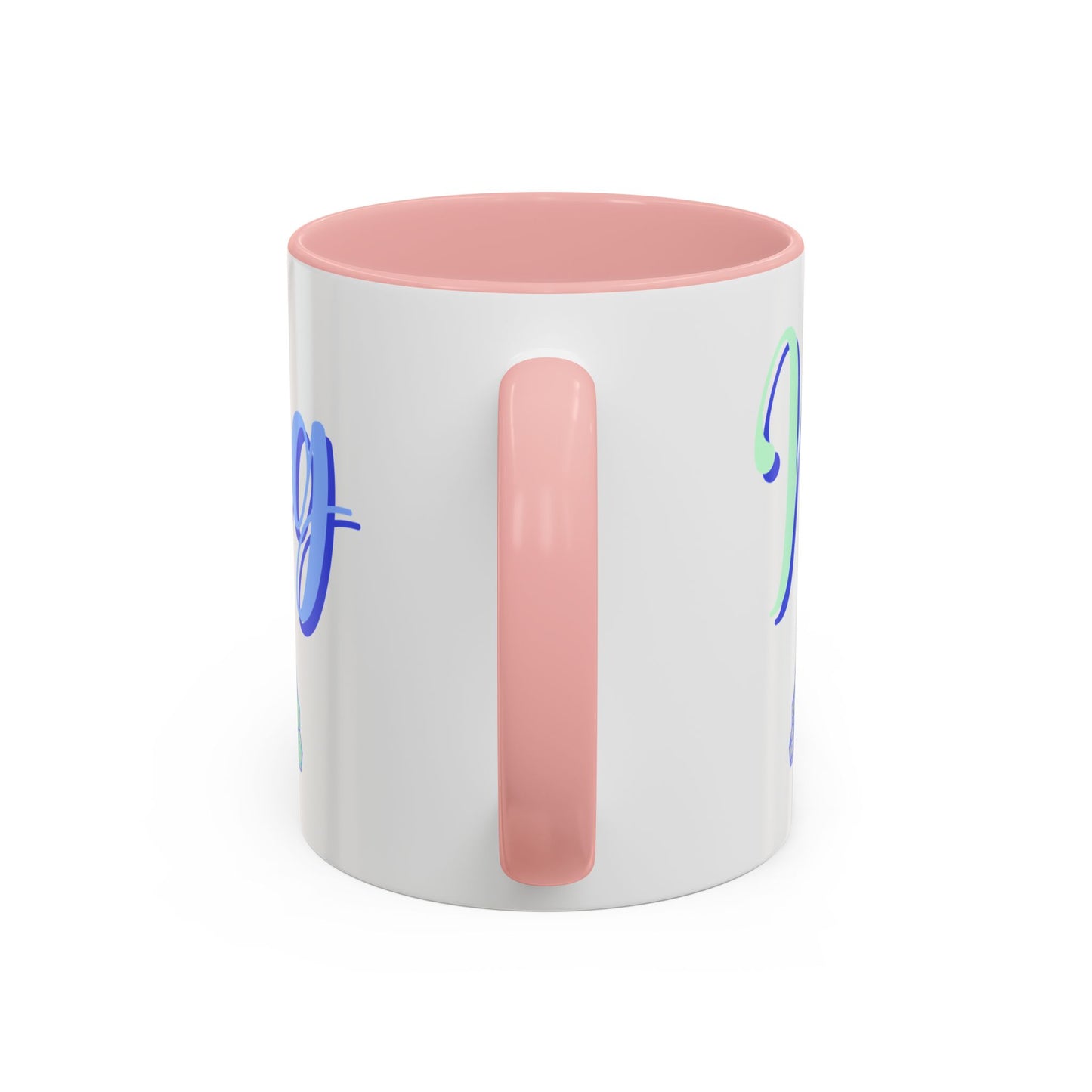 Blue Calligraphy Name Coffee Mug | Seashell Fan Accent Ceramic Mug