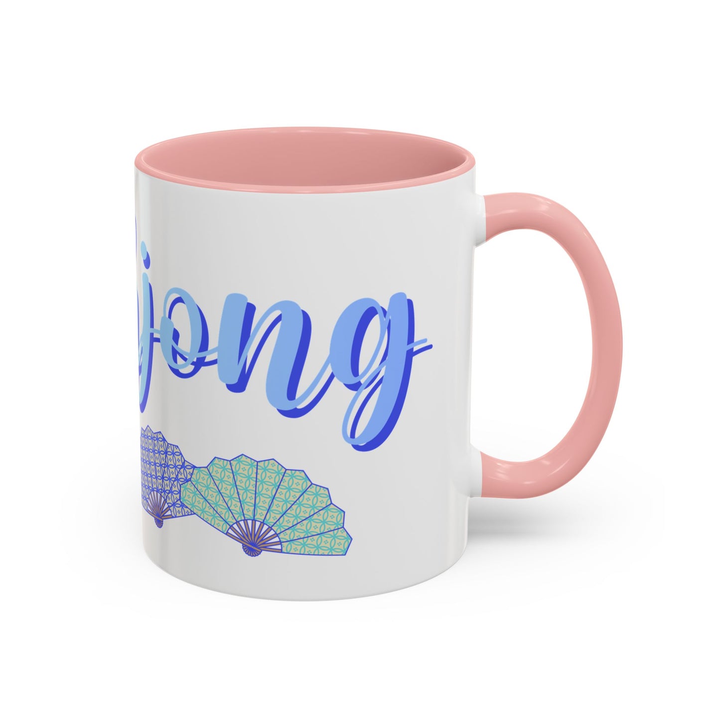 Blue Calligraphy Name Coffee Mug | Seashell Fan Accent Ceramic Mug