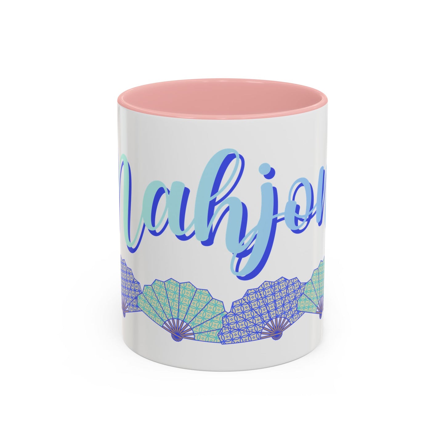 Blue Calligraphy Name Coffee Mug | Seashell Fan Accent Ceramic Mug