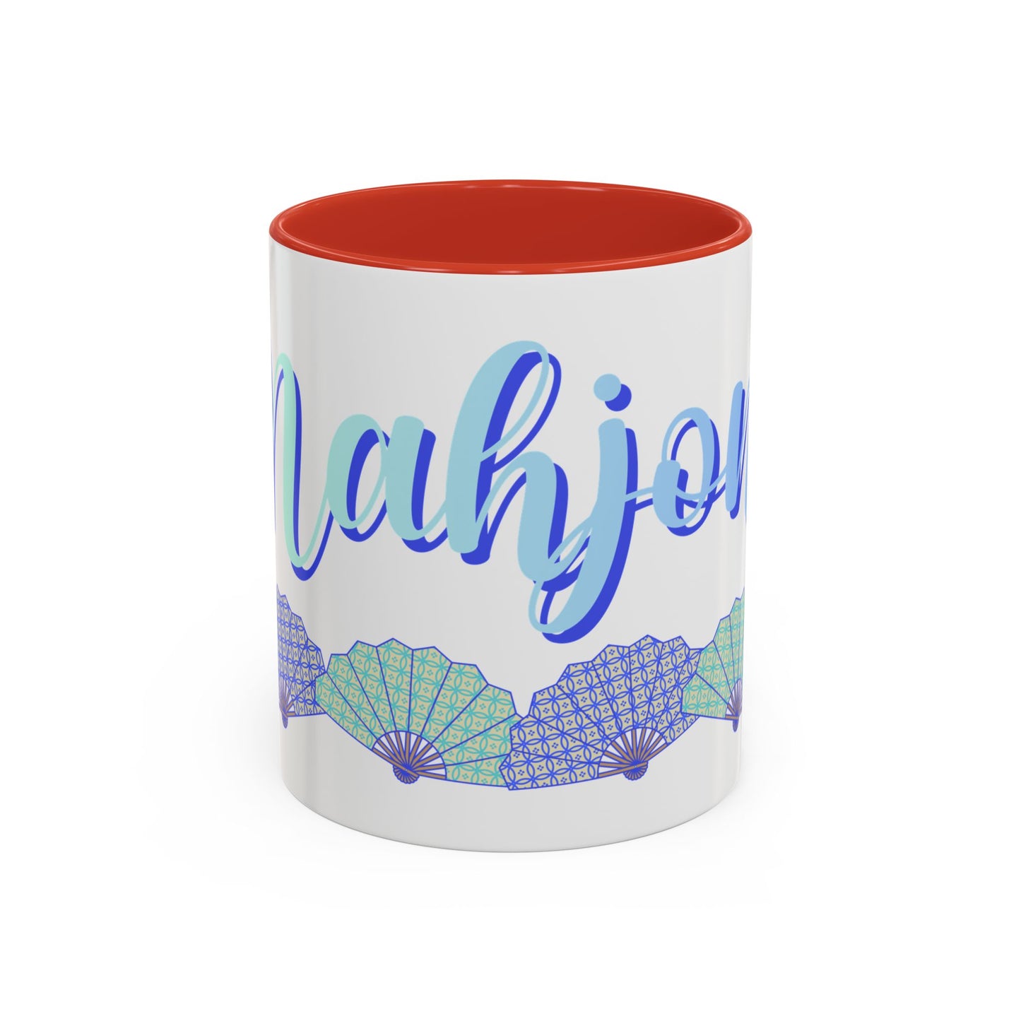 Blue Calligraphy Name Coffee Mug | Seashell Fan Accent Ceramic Mug