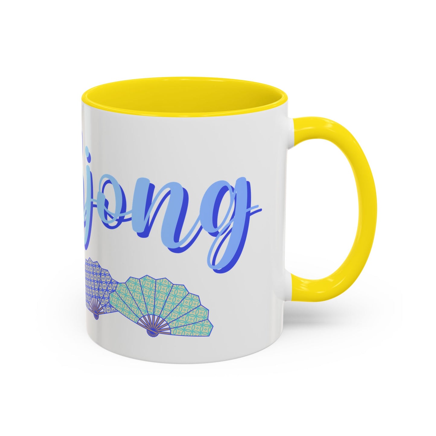 Blue Calligraphy Name Coffee Mug | Seashell Fan Accent Ceramic Mug