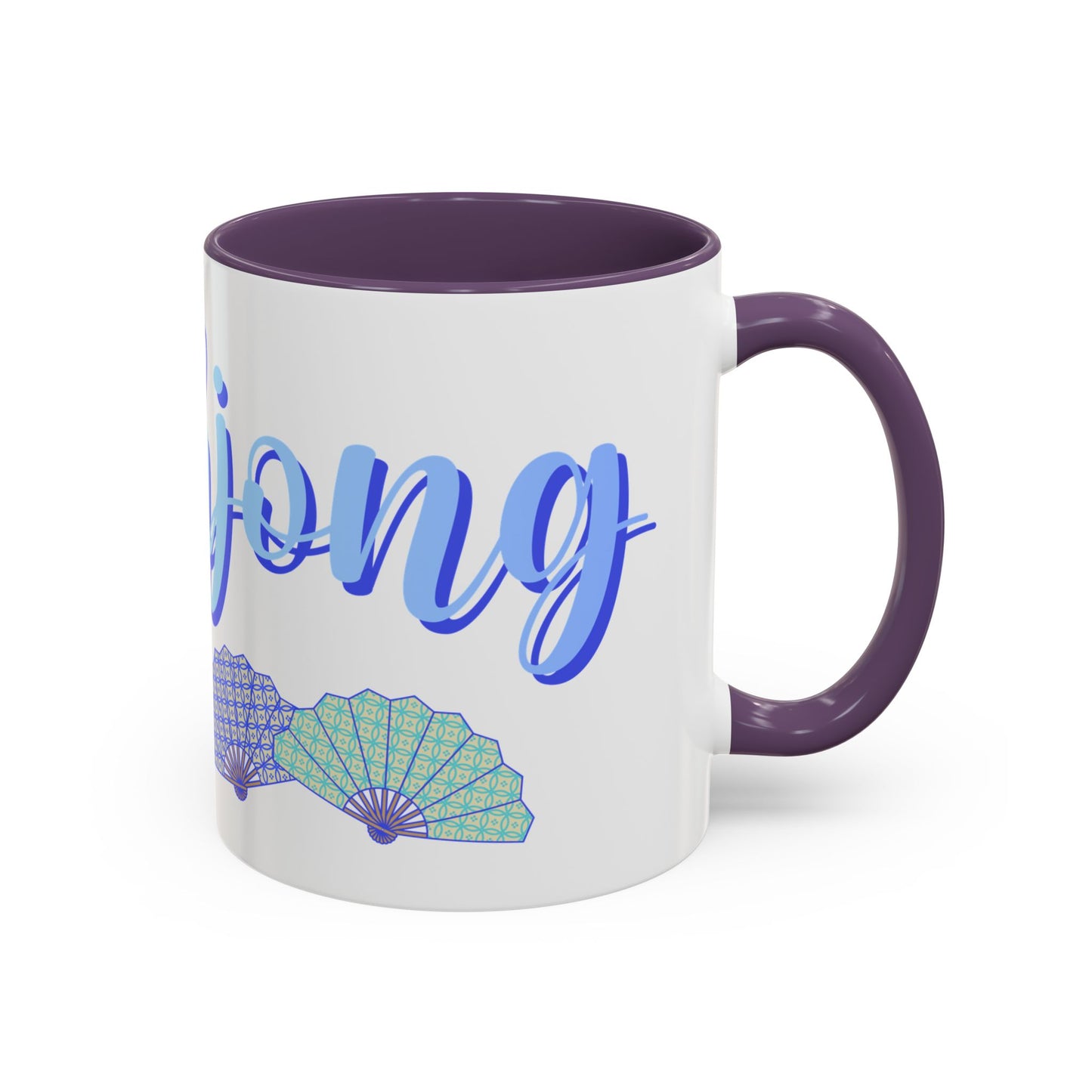 Blue Calligraphy Name Coffee Mug | Seashell Fan Accent Ceramic Mug