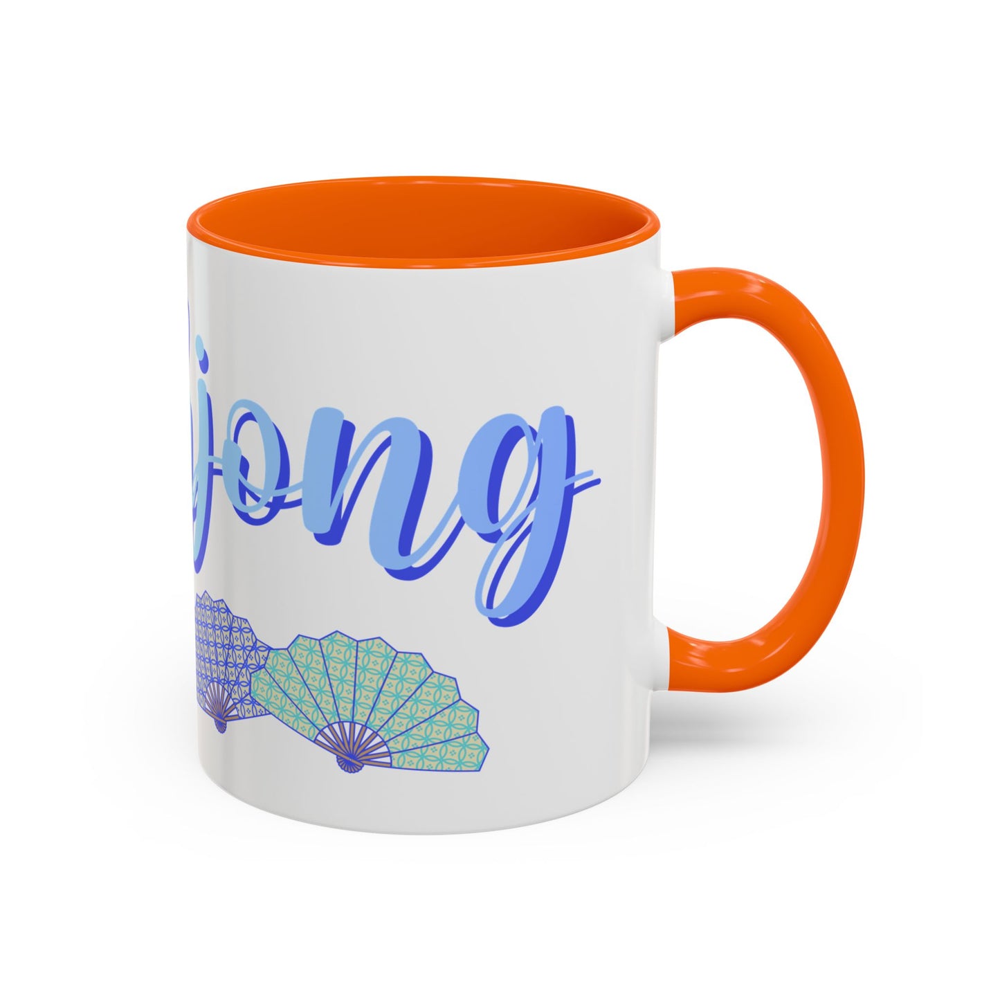 Blue Calligraphy Name Coffee Mug | Seashell Fan Accent Ceramic Mug