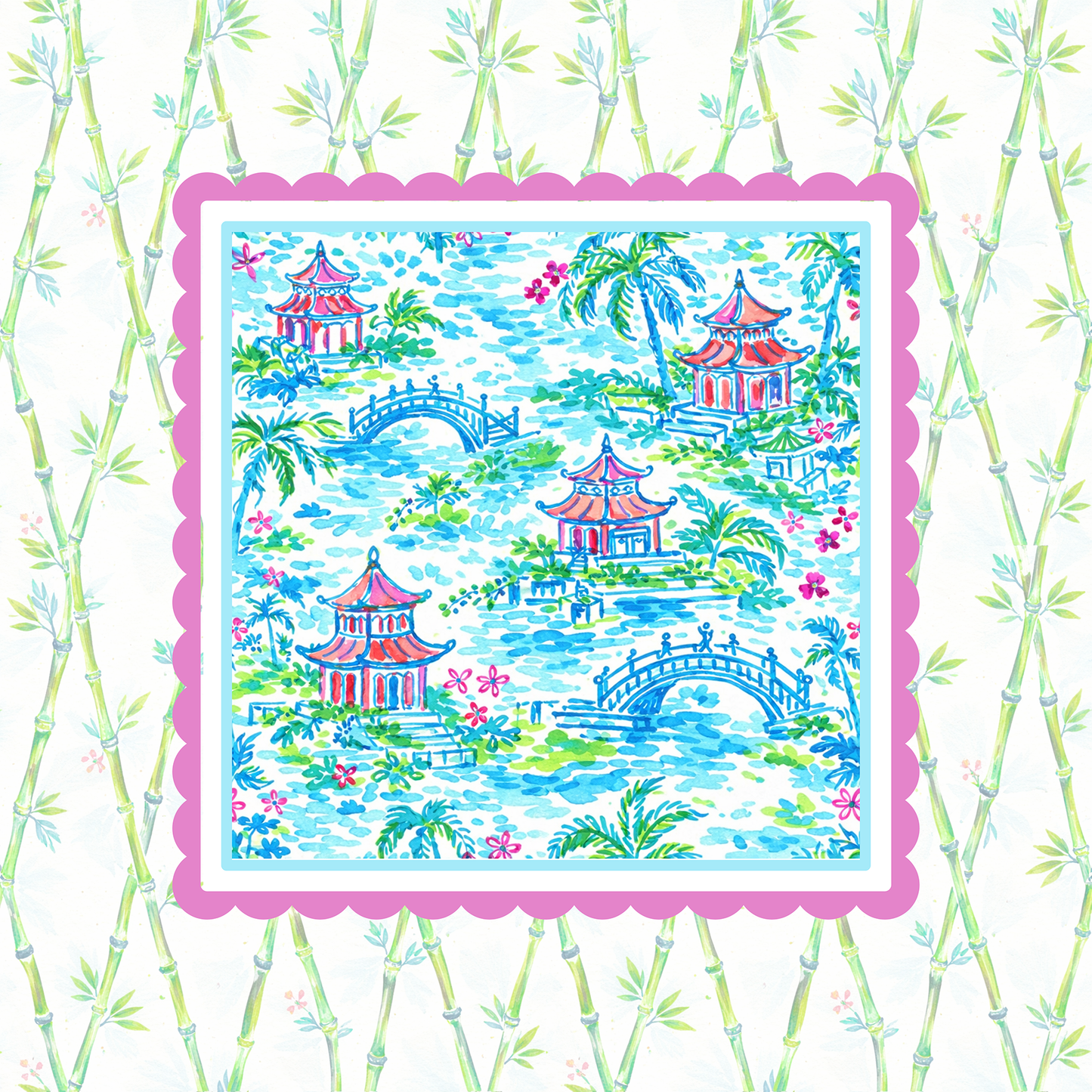 Blush Bamboo Pavilion Mahjong Mat